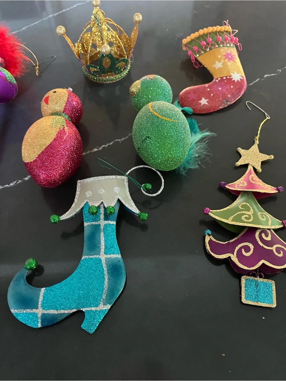 Mardi Gras Themed  Christmas Ornament Set of 8  - Multicolor